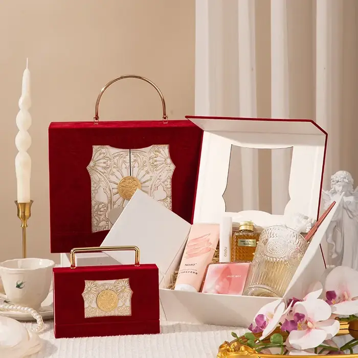 Coffret cadeau de mariage en daim baroque, boîte à cadeaux rabattable à double ouverture, boîtes à bonbons de mariage européennes de luxe, emballage d'anniversaire
