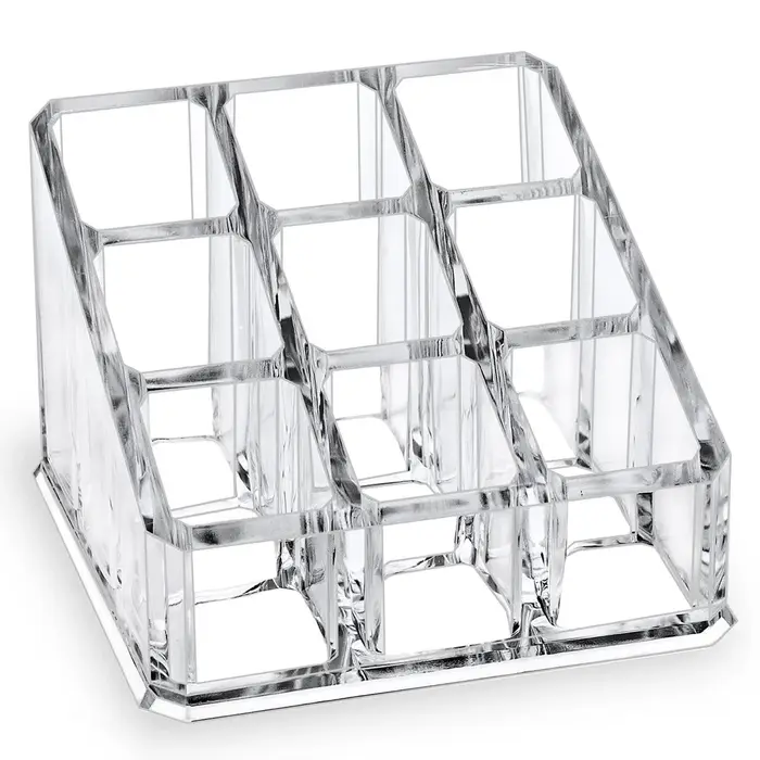 Boîte de rangement de rouge à lèvres à 9 grilles, boîte de rangement transparente pour brillant à lè