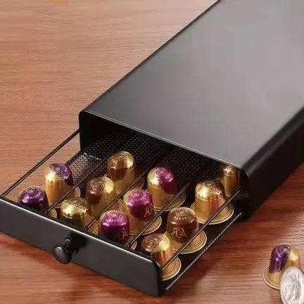 Organisateur de capsules de café en métal, support de rangement, tiroir à café pratique, porte-capsu