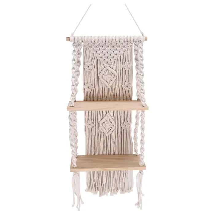 [CLOS] étagère murale suspendue en macramé avec pompon fait à la main