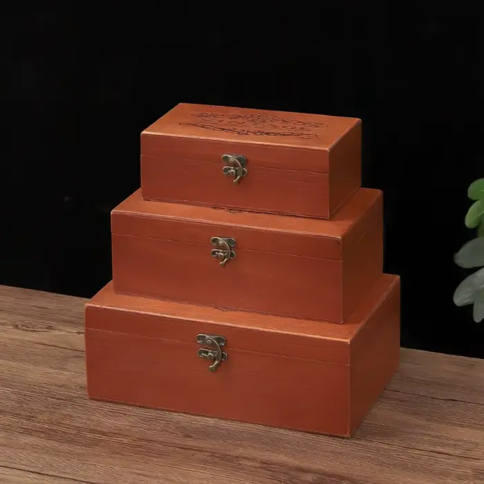 Boîte de rangement vintage en bois pour documents