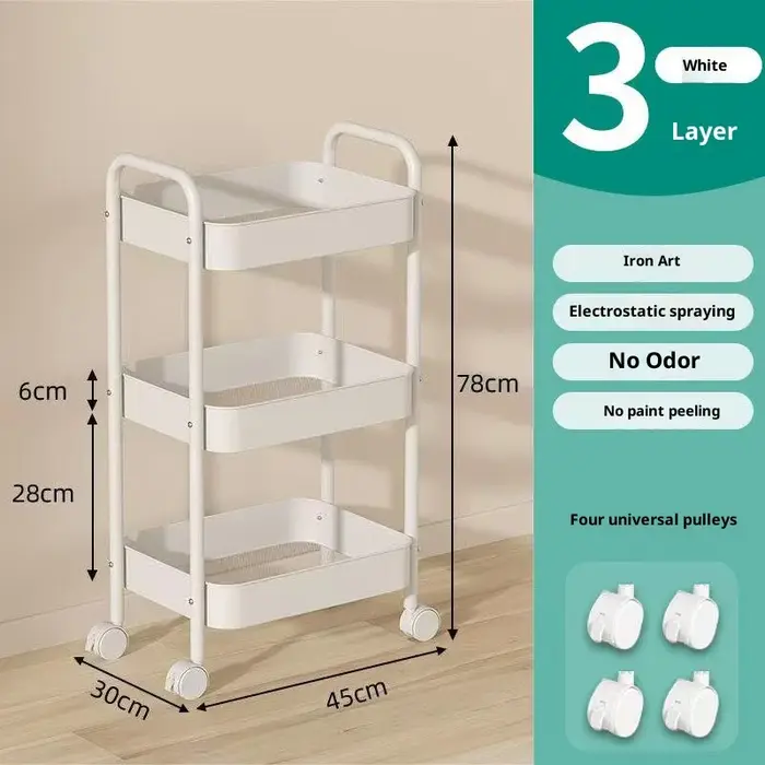 Petit chariot support de rangement mobile multicouche pour cuisine