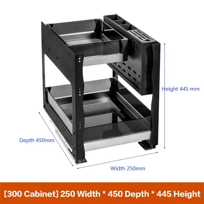 Étagère à épices double tiroir en alliage d'aluminium, gain de place, pour armoire étroite, petite t