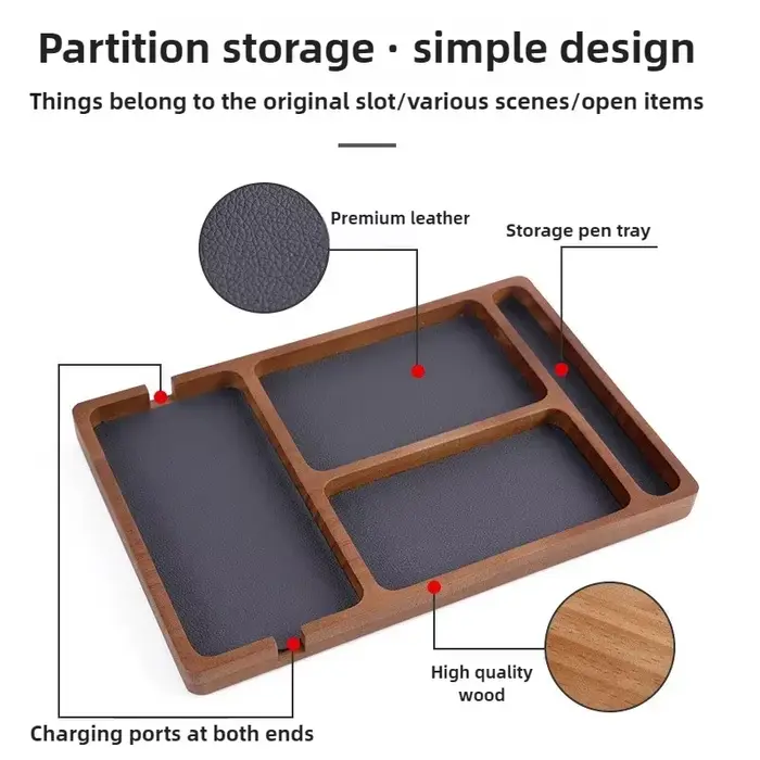 Boîte de rangement de bureau en bois avec grille