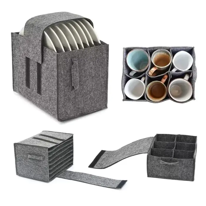 1 pièce Sac de rangement en feutre épaissi pour assiettes