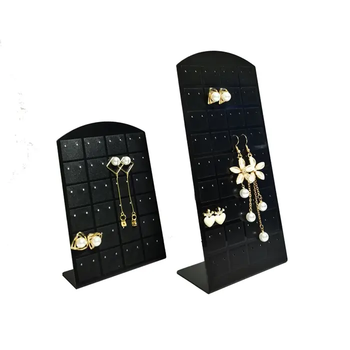 Présentoir de boucles d'oreilles en forme de L, boucles d'oreilles en plastique noir, support de rangement pour boucles d'oreilles, goujons et gouttes d'oreille, T1, 12 paires, 24/36 paires