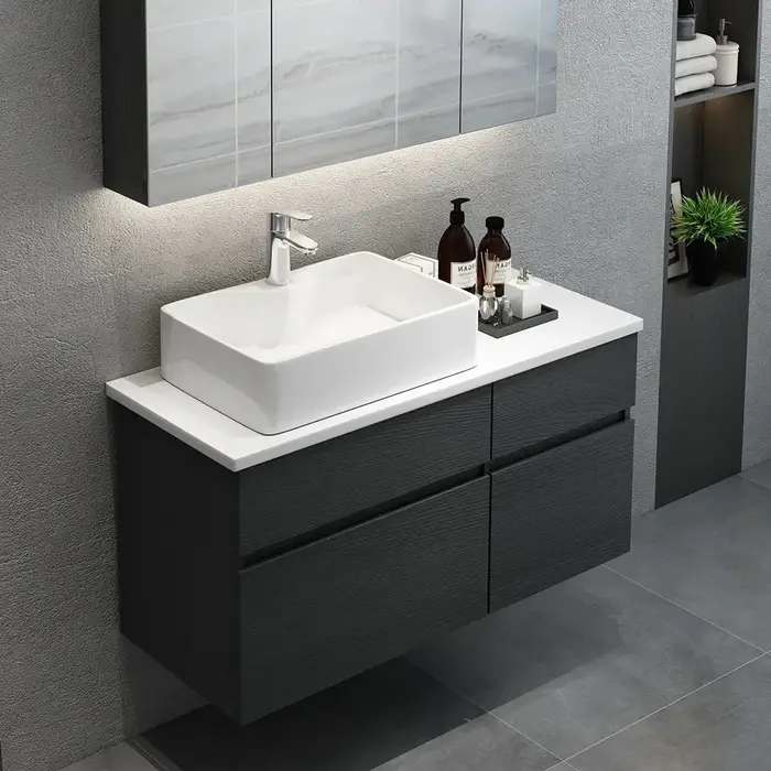 Meuble de salle de bains en marbre de chêne blanc