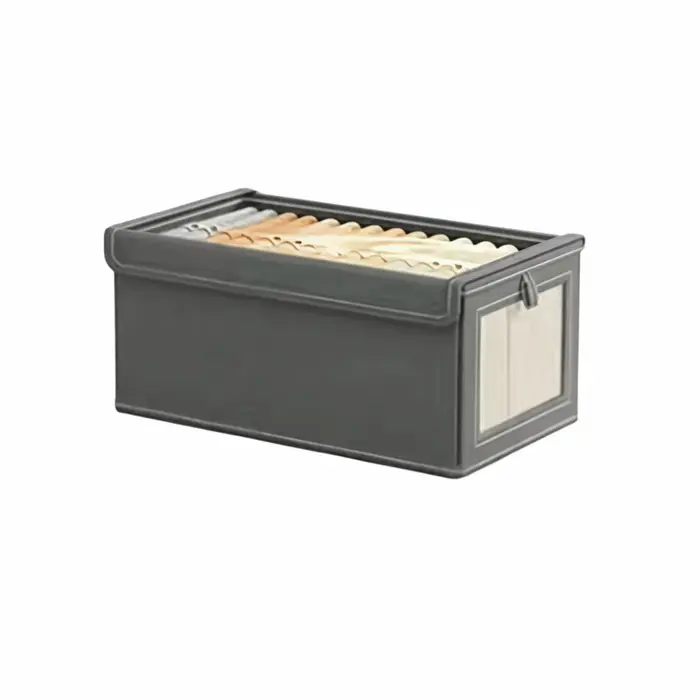 Boîte de rangement pour vêtements empilable avec fermeture éclair et couvercle, organisateur de rang