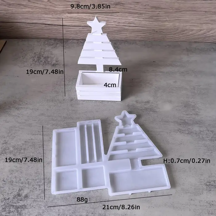 Boîte de rangement d'ornement d'arbre de noël, moule en Silicone pour bricolage, bijoux en gypse, co