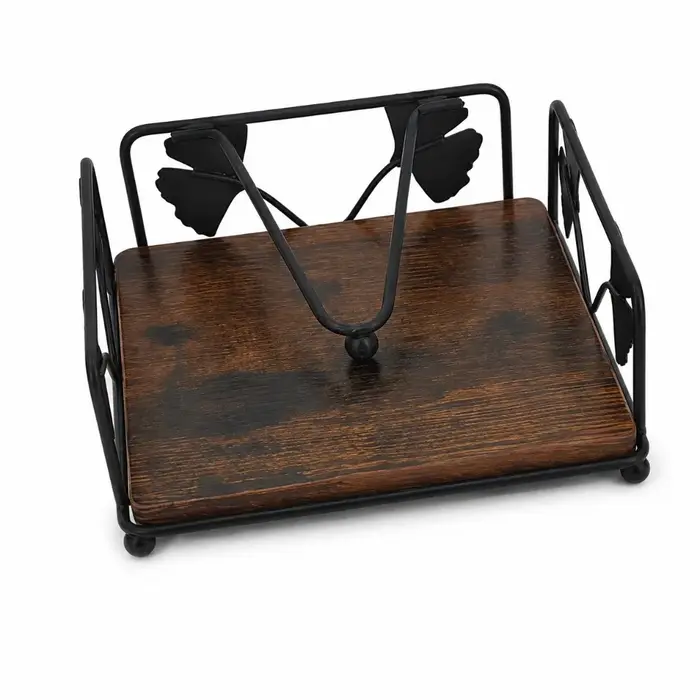 Support de serviettes en bois massif pour décoration de table, distributeur de papier plat autoporta