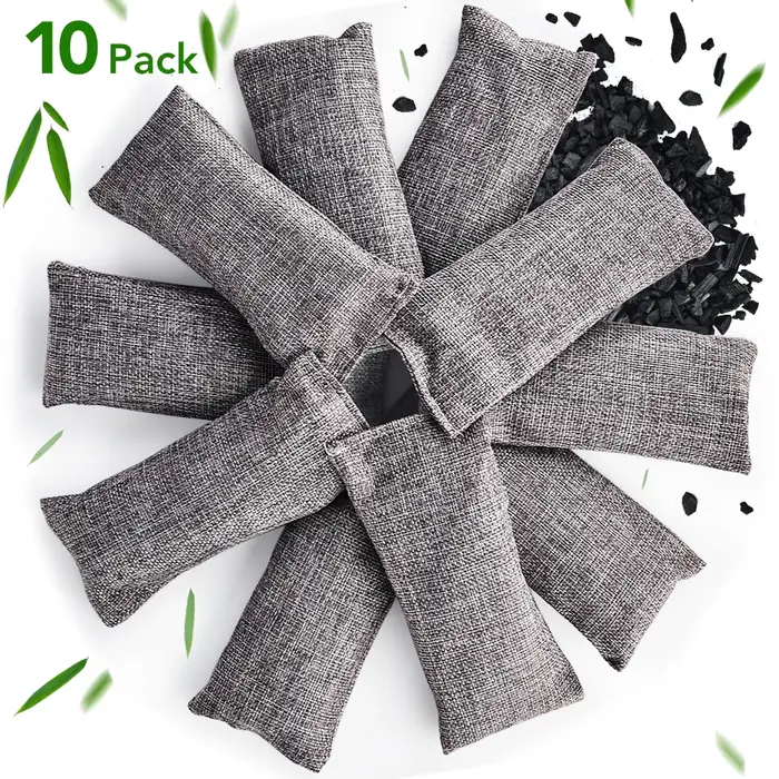 Sacs en charbon de bambou naturel, 10 pièces, purificateur d'air, charbon actif, absorbeur d'odeur, 