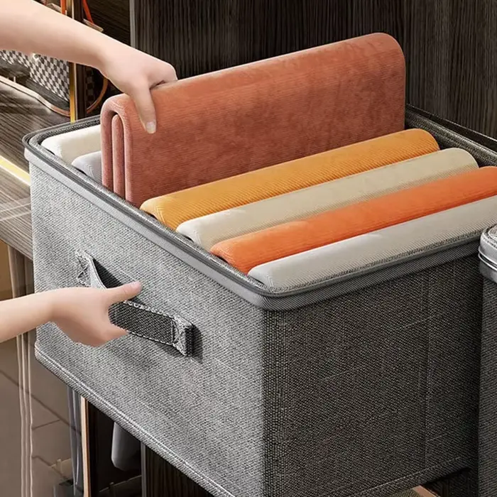 Boîte de rangement pliable en tissu surdimensionnée avec couvercle