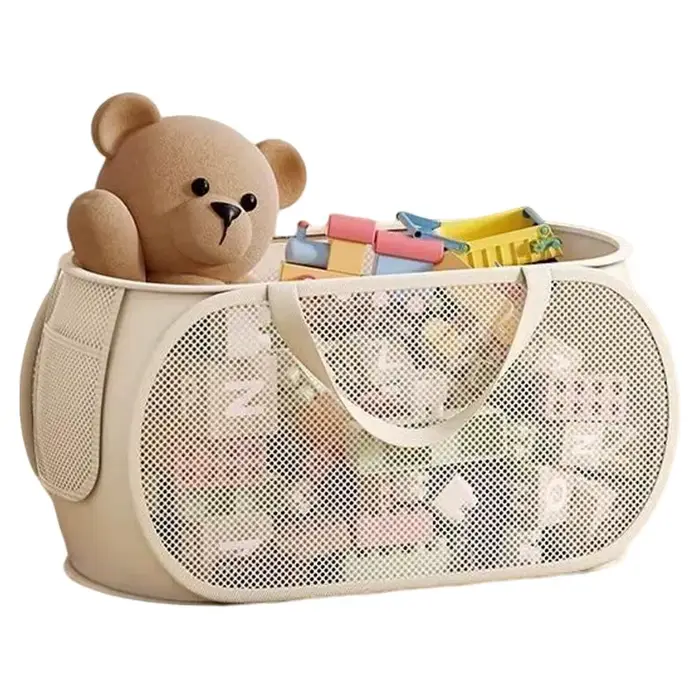 Panier de rangement pour jouets de grande capacité, organisateur en tissu transparent avec compartim