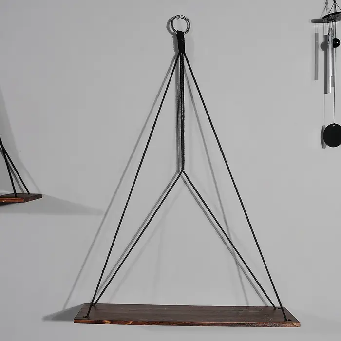 Étagères murales en bois noir pour chambre à coucher, bougeoir, rangement en macramé, décoration d'i