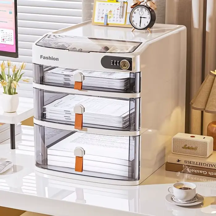 Boîte de rangement de bureau verrouillable avec tiroir à clés
