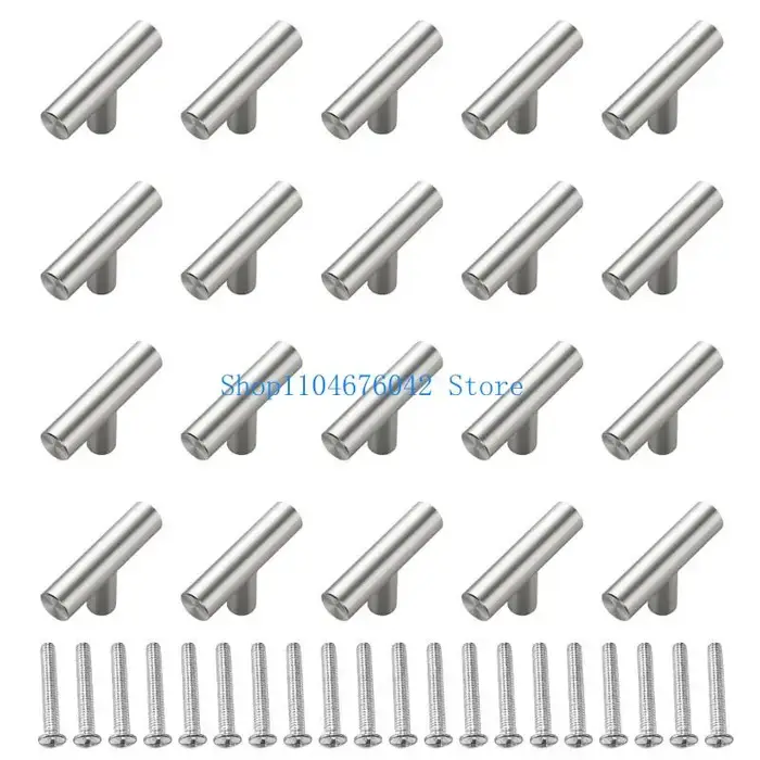 5asd Lot 20 boutons d'armoire, boutons tiroir, boutons commode en acier inoxydable, 5,1 longueur