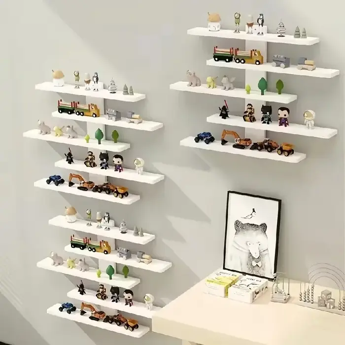 Présentoir mural léger à 5 niveaux pour figurines de blocs de construction