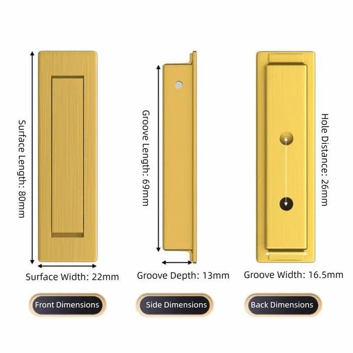 Poignée de porte d'armoire en acier inoxydable, poignées invisibles durables, poignées encastrées ca