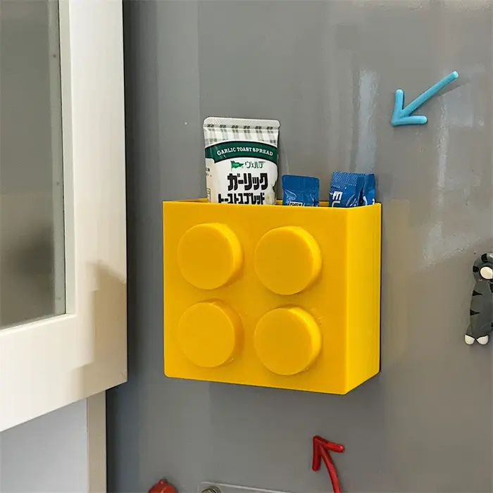 Boîte de rangement magnétique blocs de construction support de rangement cuisine sans perceuse réfri