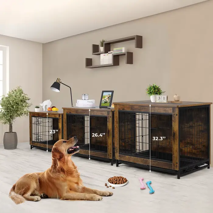 AOOU-Table d'appoint moderne en bois pour chien avec doubles portes, chenil pour chien, meubles de c