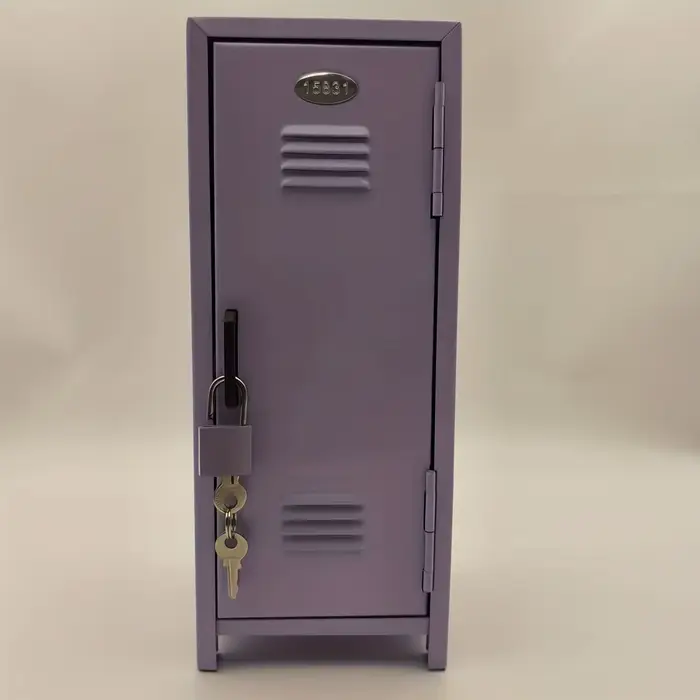 Armoire de rangement en métal Kawaii, avec serrure à clé, Mini organisateur de bureau sûr, rose, vio