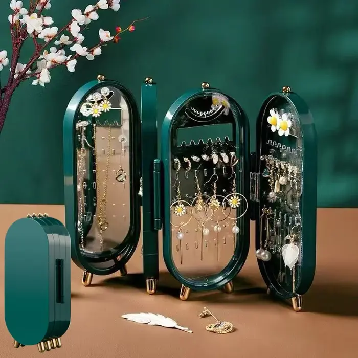 Boîte à bijoux pliable avec miroir