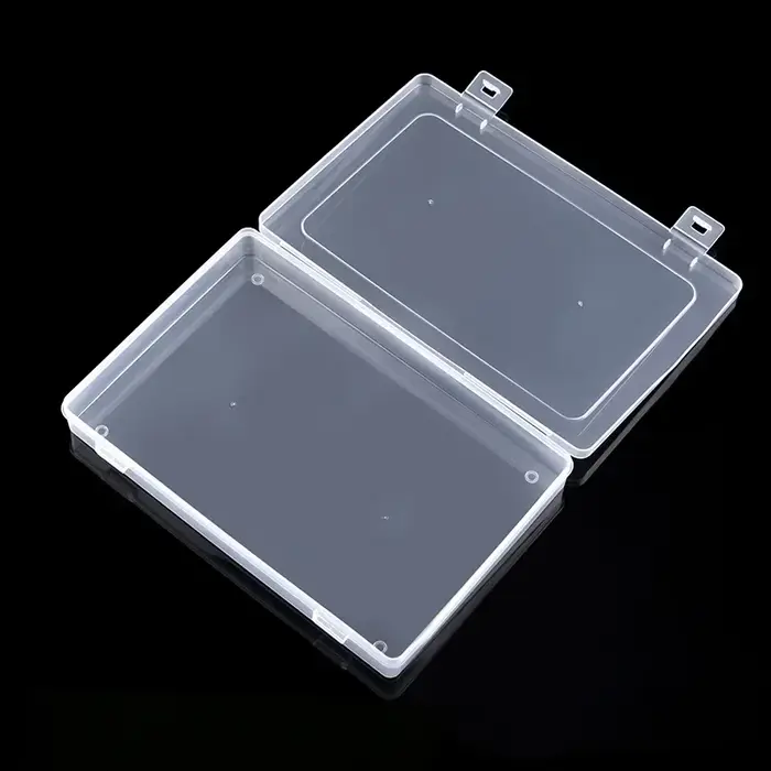 Boîte de rangement rectangulaire transparente en plastique, conception à Double boucle pour fichiers de documents, accessoires de quincaillerie, masque, boîte d'emballage en PP