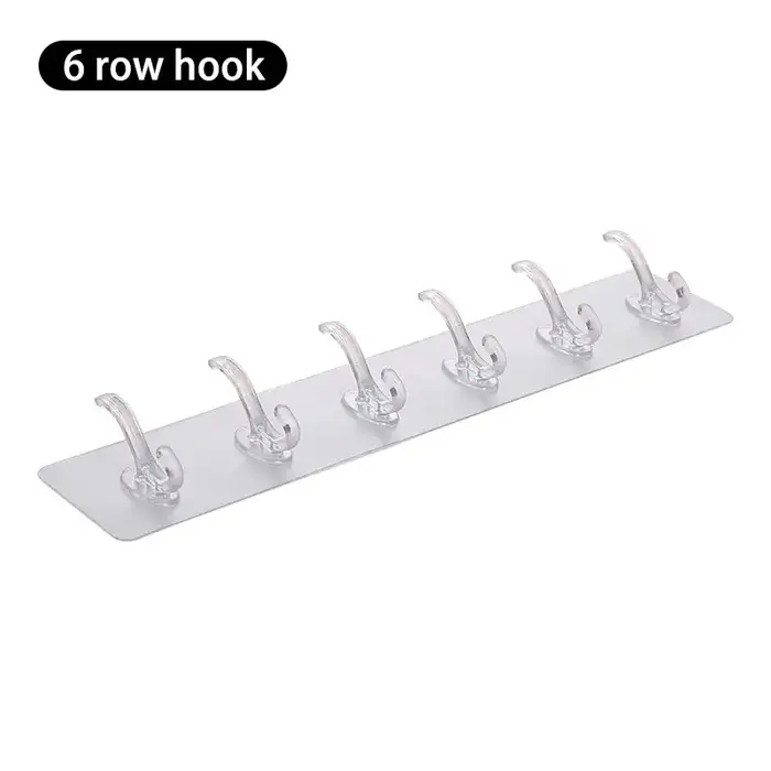 6 NucleoHooks transparents sans trace, crochets de bain, arrière collant, adaptés aux serviettes de 