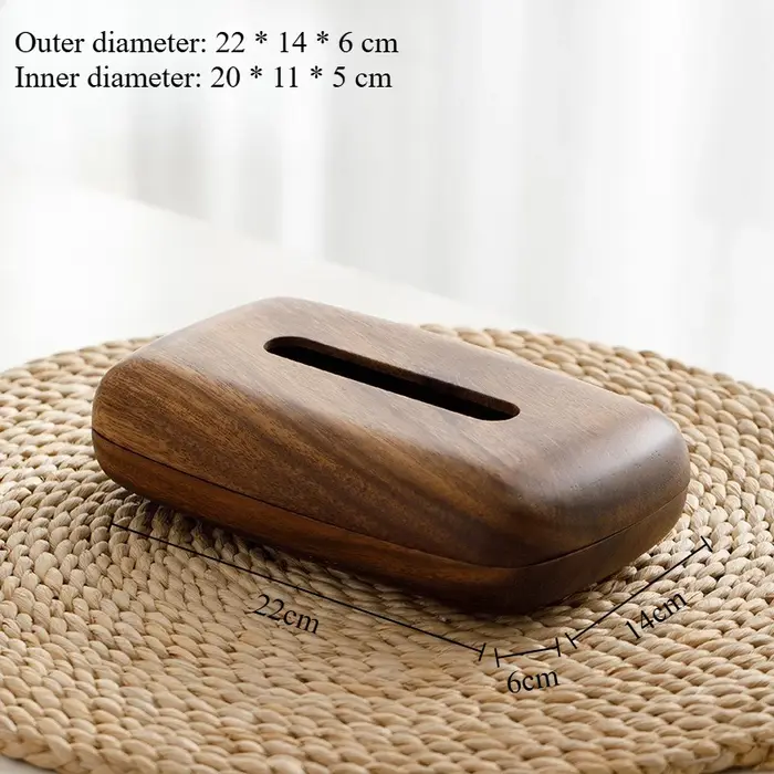 Boîte à mouchoirs en bois de noyer, Style galet, étui à mouchoirs de bureau, décoration de Table de 