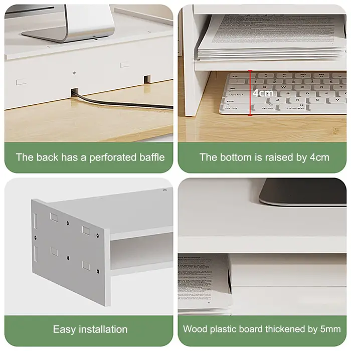 Organisateur de bureau à 3 niveaux, support de moniteur, étagère de rangement pour bureau, lecture, étude, travail, jeux, affichage, maison, dortoir, école