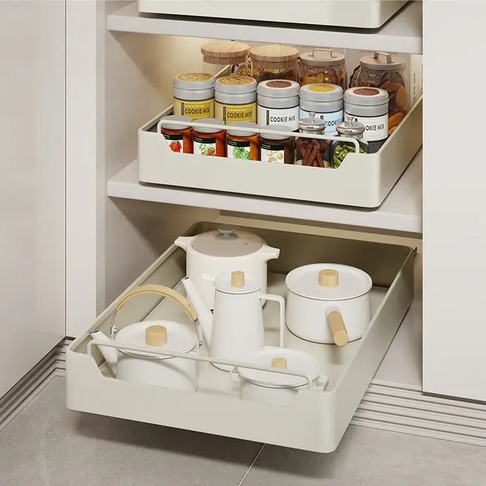 Support de rangement de cuisine en métal avec Rails coulissants