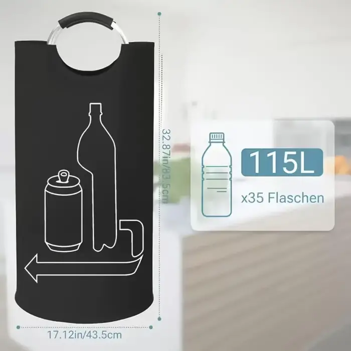 Panier de rangement pliable pour bouteilles vides 115L, sac collecteur de bouteilles d'eau usée de c