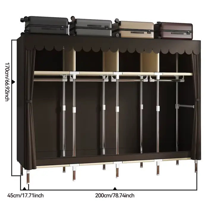 Armoire portable - 4 zones de suspension et 4 zones de rangement