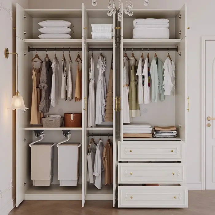 Dressing chambre armoires multifonctions étagères en bois grands