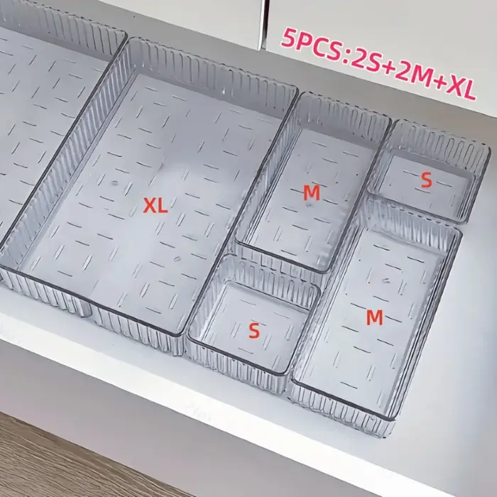Boîte de rangement pour cosmétiques, 5 pièces, avec tiroir intégré, boîte d'organisation de table, a