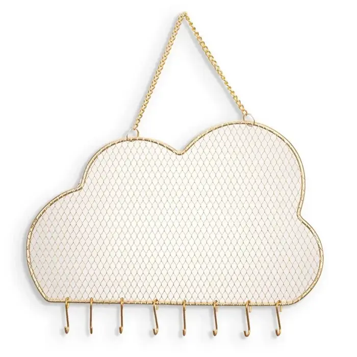 Organisateur de boucles d'oreilles en forme de nuages, crochets muraux en fer pour bijoux, collier, 