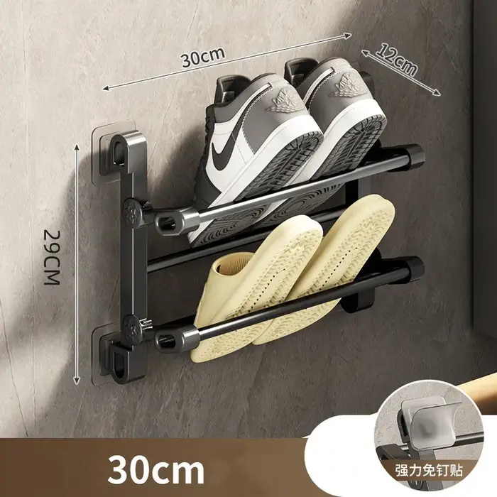 Support mural pour chaussures sans perçage, porte-pantoufles de salle de bain, étagère de rangement 