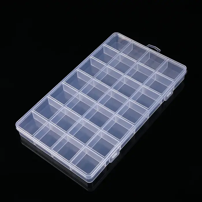 Boîte de rangement en plastique 28 grilles avec fente, grille Anti-ficelle perlée, pièces de Classif