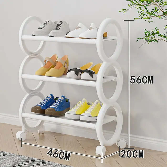 Étagère à chaussures rotative à 3/4 niveaux avec 360 °   Roues pivotantes et poignée annulaire migno