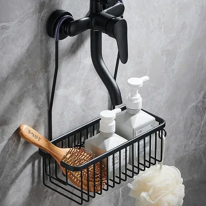 Étagère de salle de bain en aluminium sans perçage