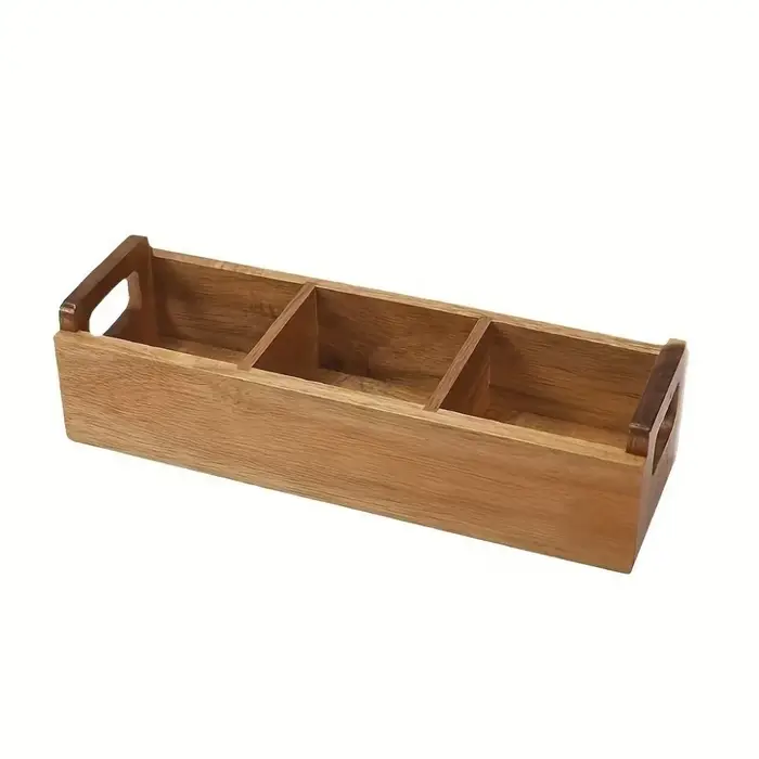 Boîte de rangement en bois pour sachets de thé, 3 compartiments, grande capacité, boîte de rangement