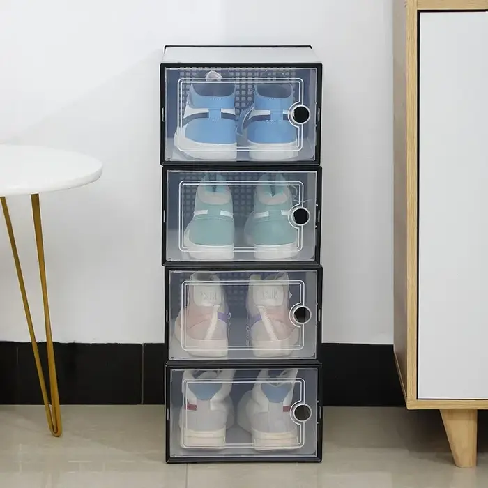 Boîte à chaussures transparente épaissie à double cadre