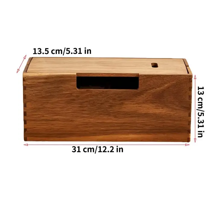 Boîte de rangement pour câbles, organiseur de gestion des fils en bois, anti-poussière, pour multipr