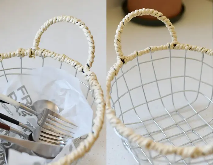 Panier de rangement binaural tissé en fer