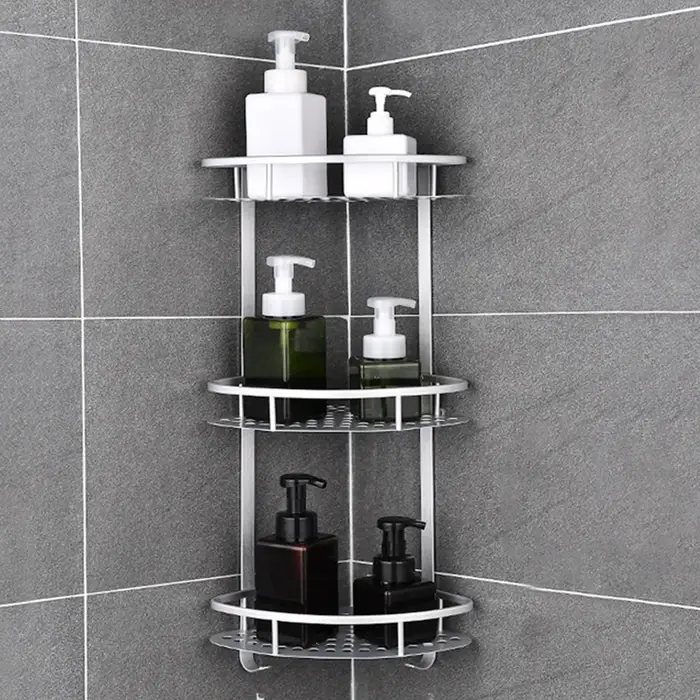 Étagère de douche à 3 niveaux, étagère d'angle murale pour salle de bain, organisateur de produits de toilette, support de rangement pour toilettes et cuisine