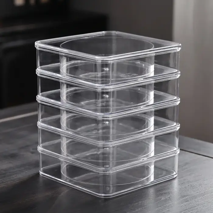 Boîte de rangement pour gâteaux de thé en plastique avec couvercle, organisateur anti-poussière et discret pour collectionneurs, comptoir, étagère