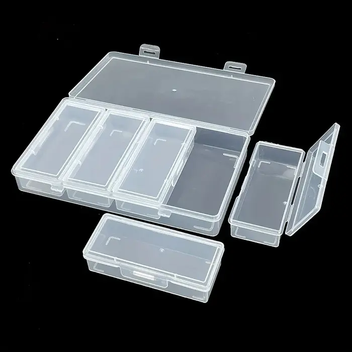 Boîte de rangement en plastique transparent avec 4 séparateurs réglables - Conteneur pour fournitures d'artisanat et de couture avec compartiments amovibles