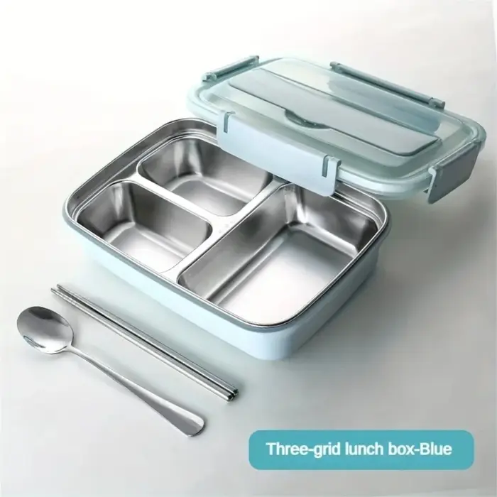Boîte à déjeuner en acier inoxydable anti-fuite avec 3/4 compartiments – Récipient à Bento durable et facile à nettoyer pour étudiants et employés de bureau