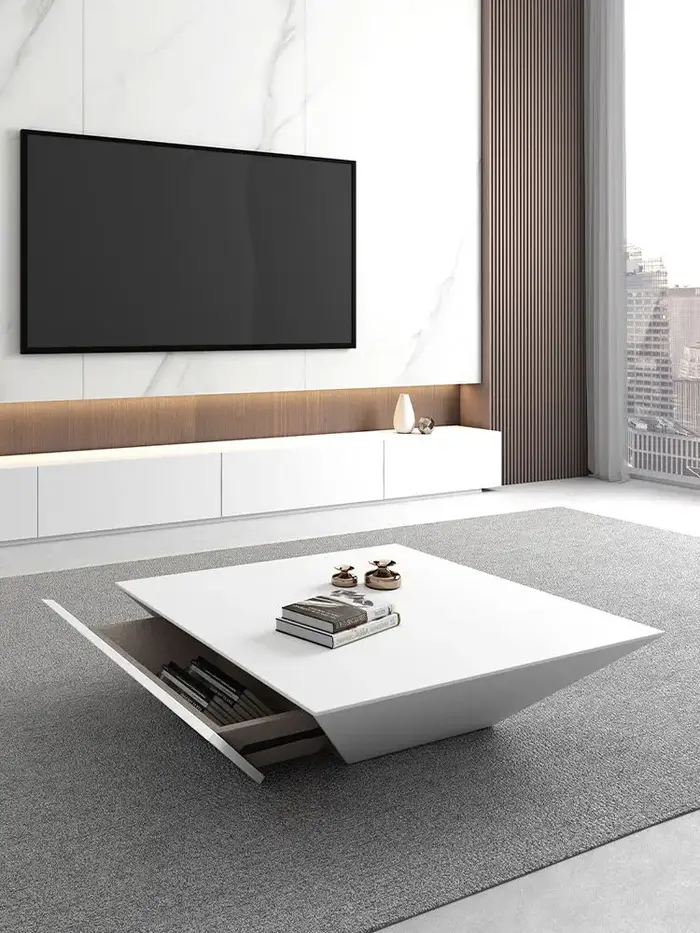 Table basse moderne, grands meubles, rangement bien conçu
