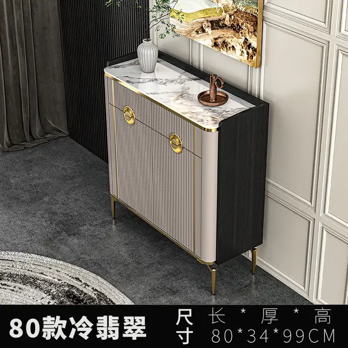 Meuble à chaussures de luxe européen, simple et tendance, pour l'entrée, avec plateau en dalle de ro